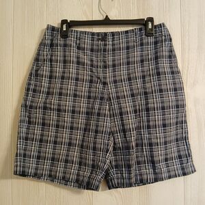 The Limited Women's Size 10 Multicolor Navy Plaid Casual Cotton Shorts